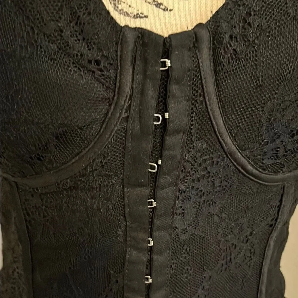 Bebe Bustier Lace Midi Elegant Black Dress Brand New Party Event Gala